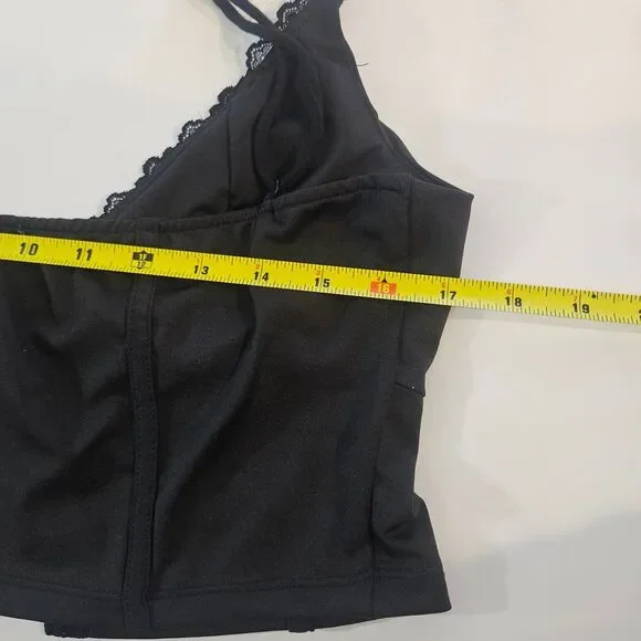 New Occasion Lingerie Style Rave Top Cropped Lace Busty Size XL Black - Picture 6 of 9